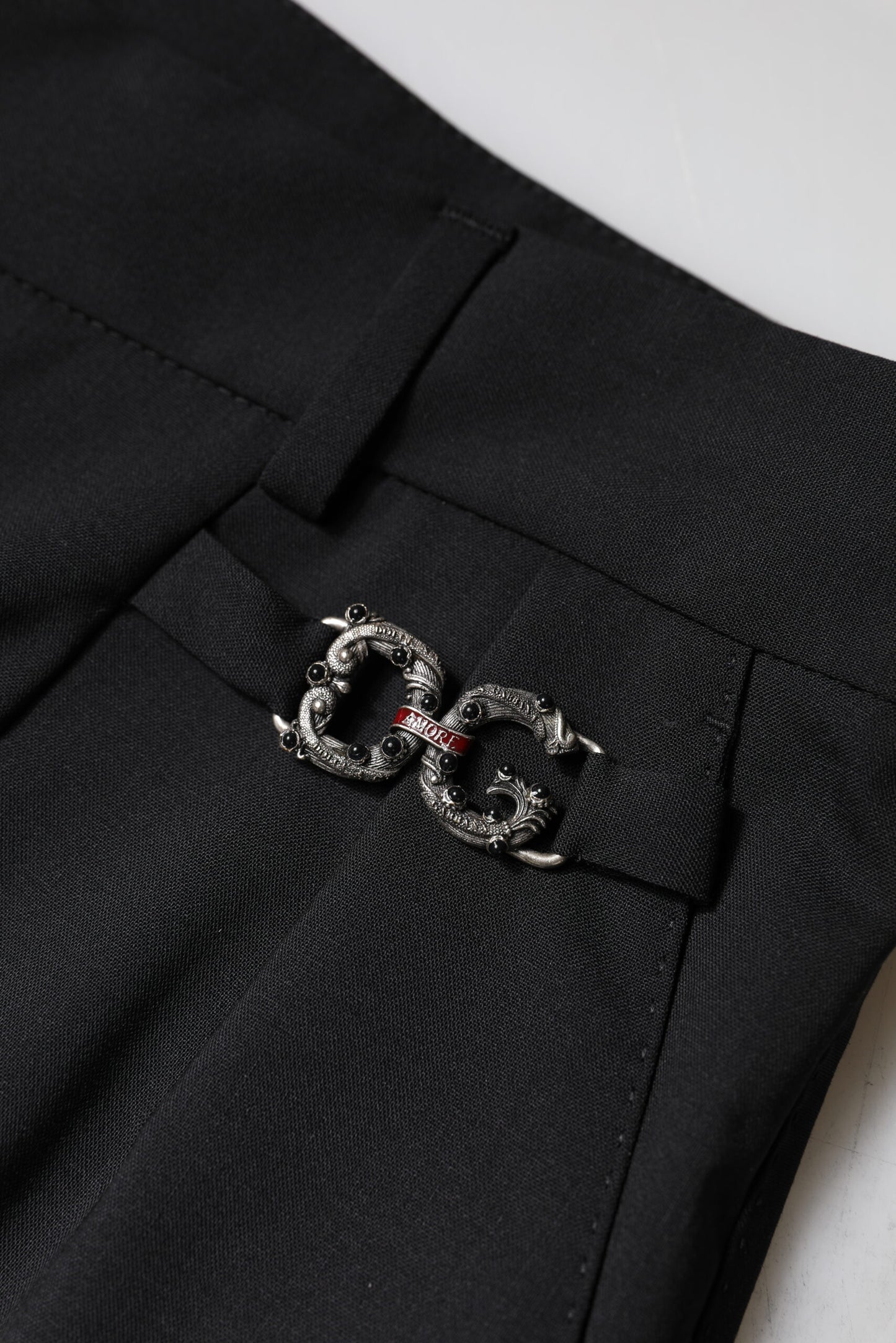 Dolce &amp; Gabbana Black Polyester High Waist Dress Pants