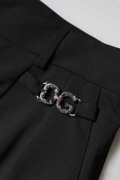 Dolce &amp; Gabbana Black Polyester High Waist Dress Pants