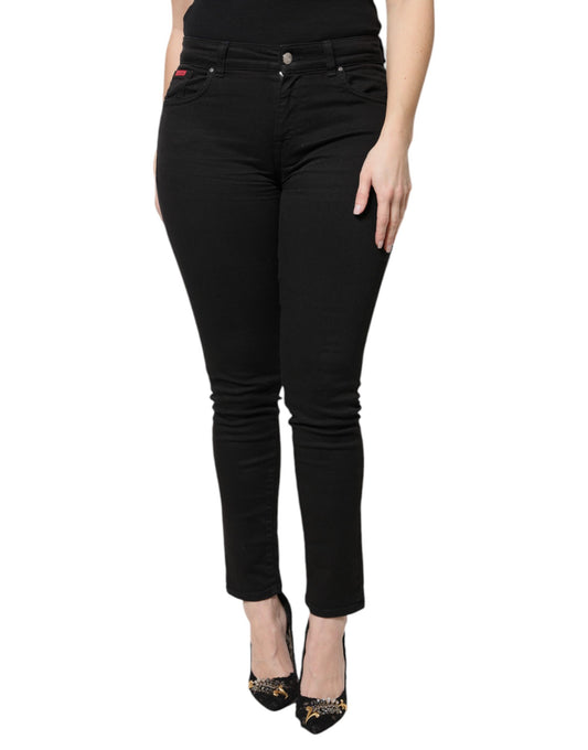 Dolce &amp; Gabbana Black Cotton High Waist Skinny Denim Jeans