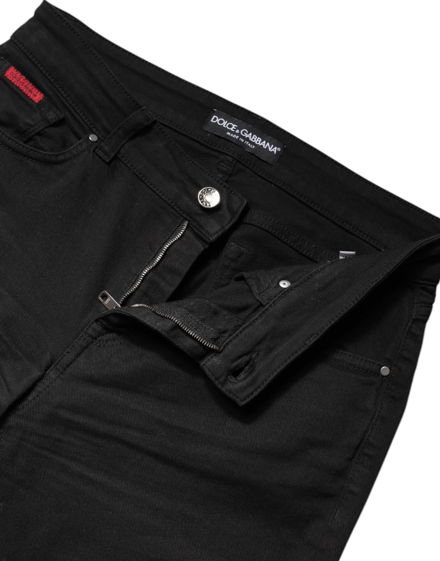 Dolce &amp; Gabbana Black Cotton High Waist Skinny Denim Jeans