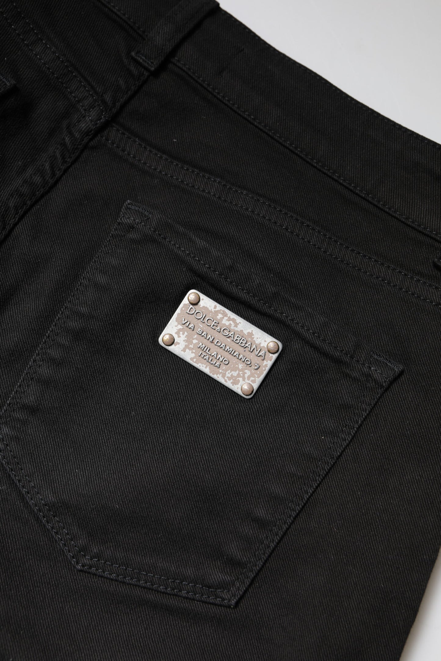 Dolce &amp; Gabbana Black Cotton High Waist Skinny Denim Jeans
