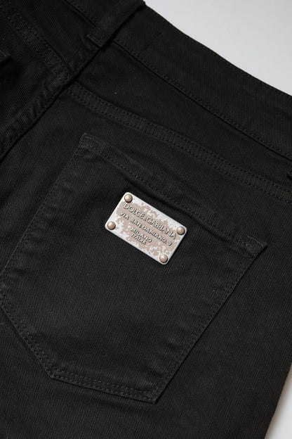 Dolce &amp; Gabbana Black Cotton High Waist Skinny Denim Jeans