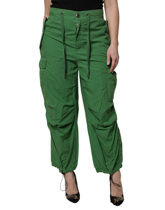 Dolce &amp; Gabbana Green Cotton High Waist Cargo Pants
