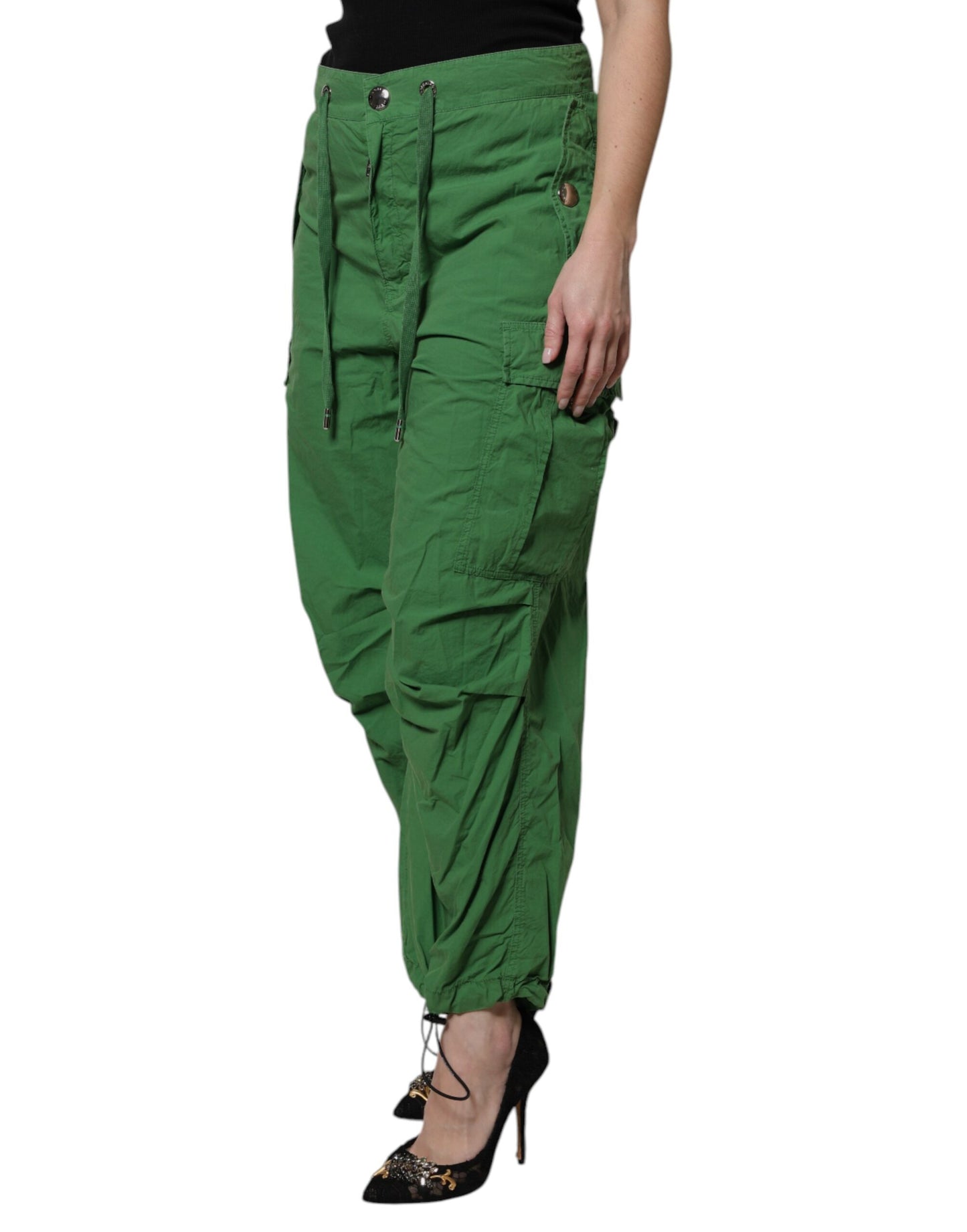 Dolce &amp; Gabbana Green Cotton High Waist Cargo Pants
