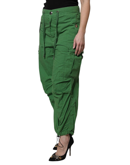 Dolce &amp; Gabbana Green Cotton High Waist Cargo Pants