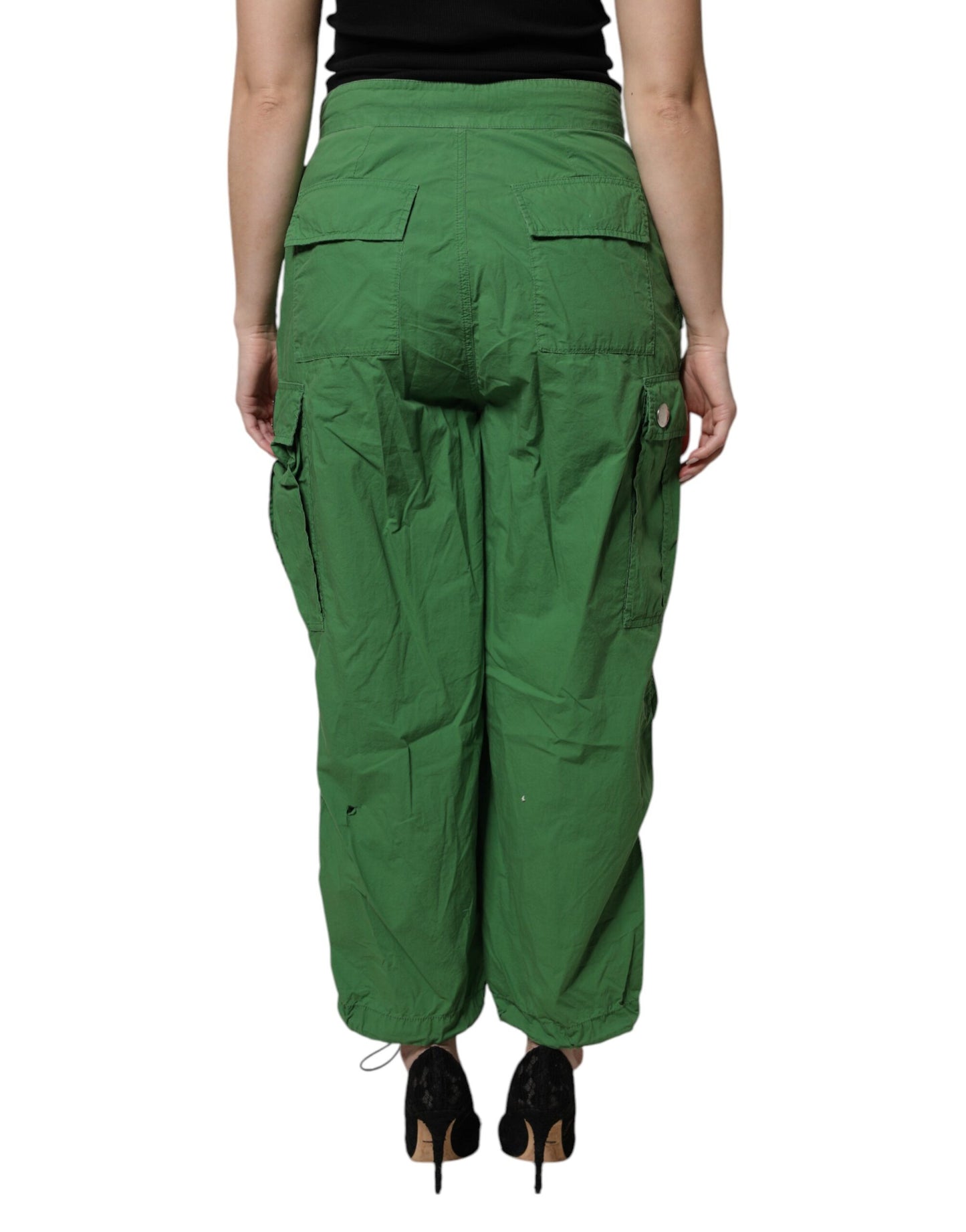 Dolce &amp; Gabbana Green Cotton High Waist Cargo Pants