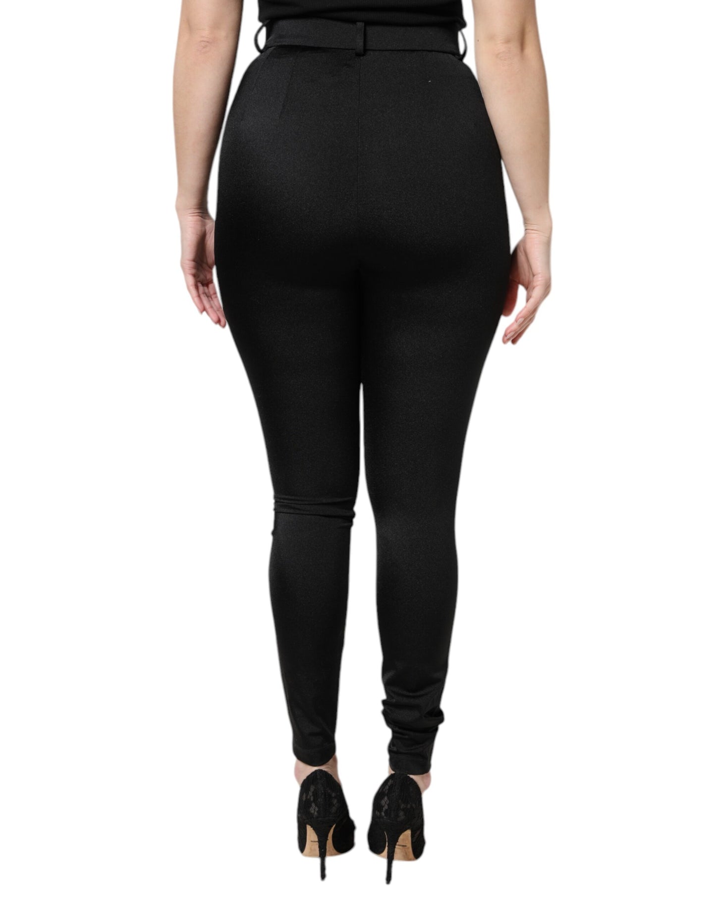 Dolce &amp; Gabbana Black Nylon High Waist Slim Fit Pants