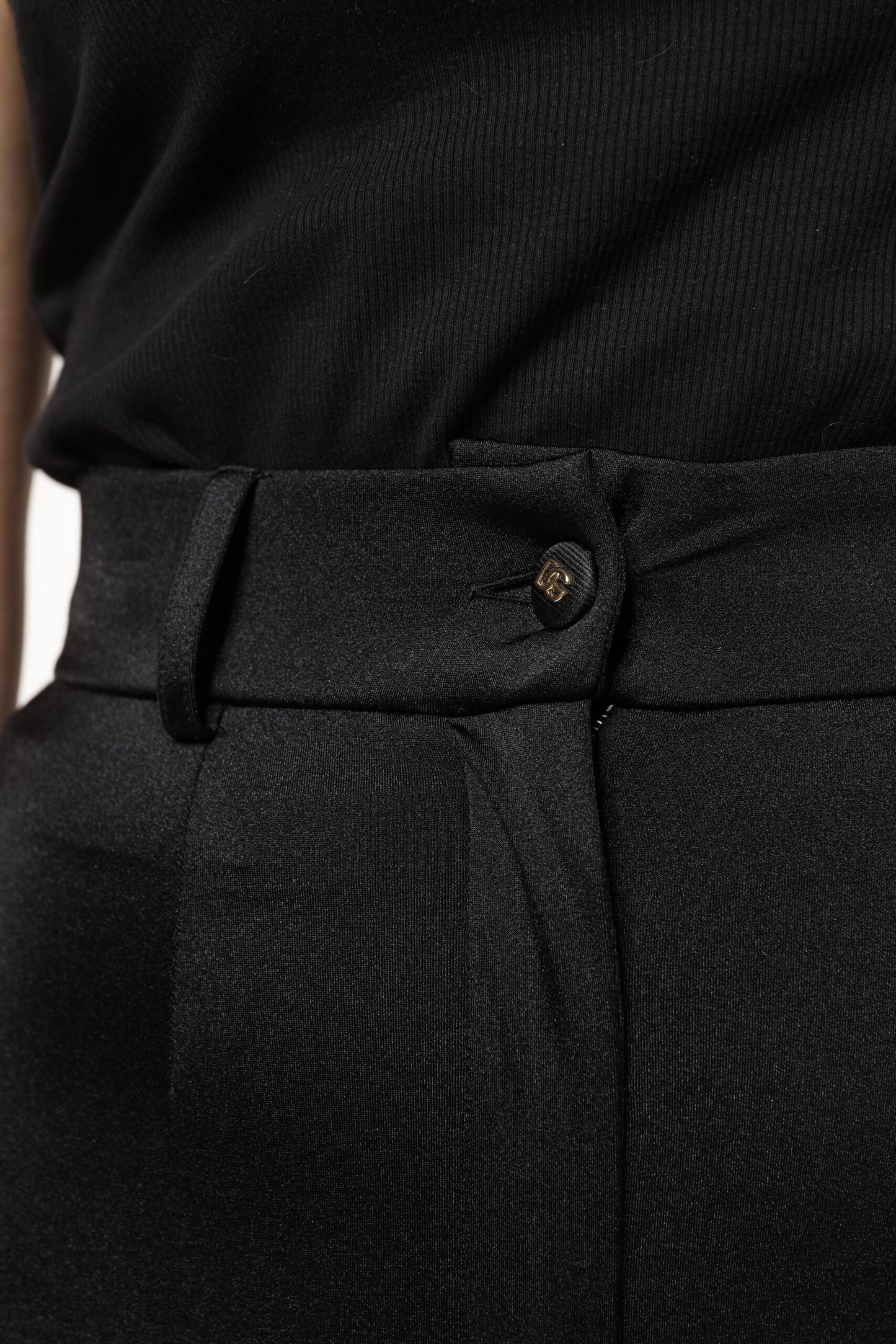 Dolce &amp; Gabbana Black Nylon High Waist Slim Fit Pants