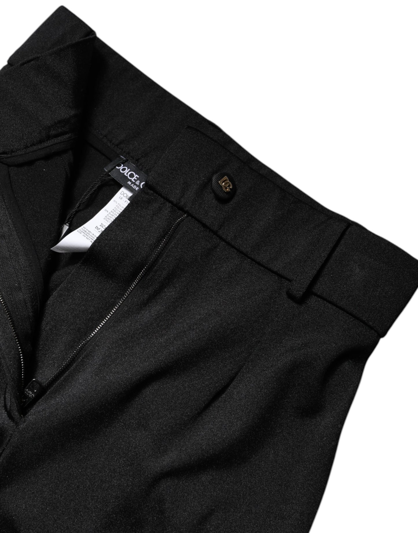 Dolce &amp; Gabbana Black Nylon High Waist Slim Fit Pants