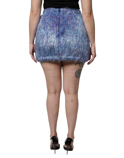 Minifalda de cintura alta de felpa multicolor de Dolce &amp; Gabbana