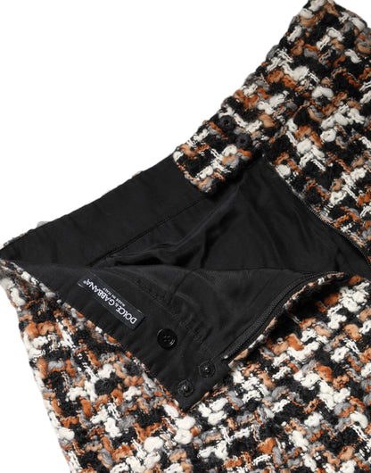 Minifalda de tweed a cuadros multicolor de Dolce &amp; Gabbana con cintura alta