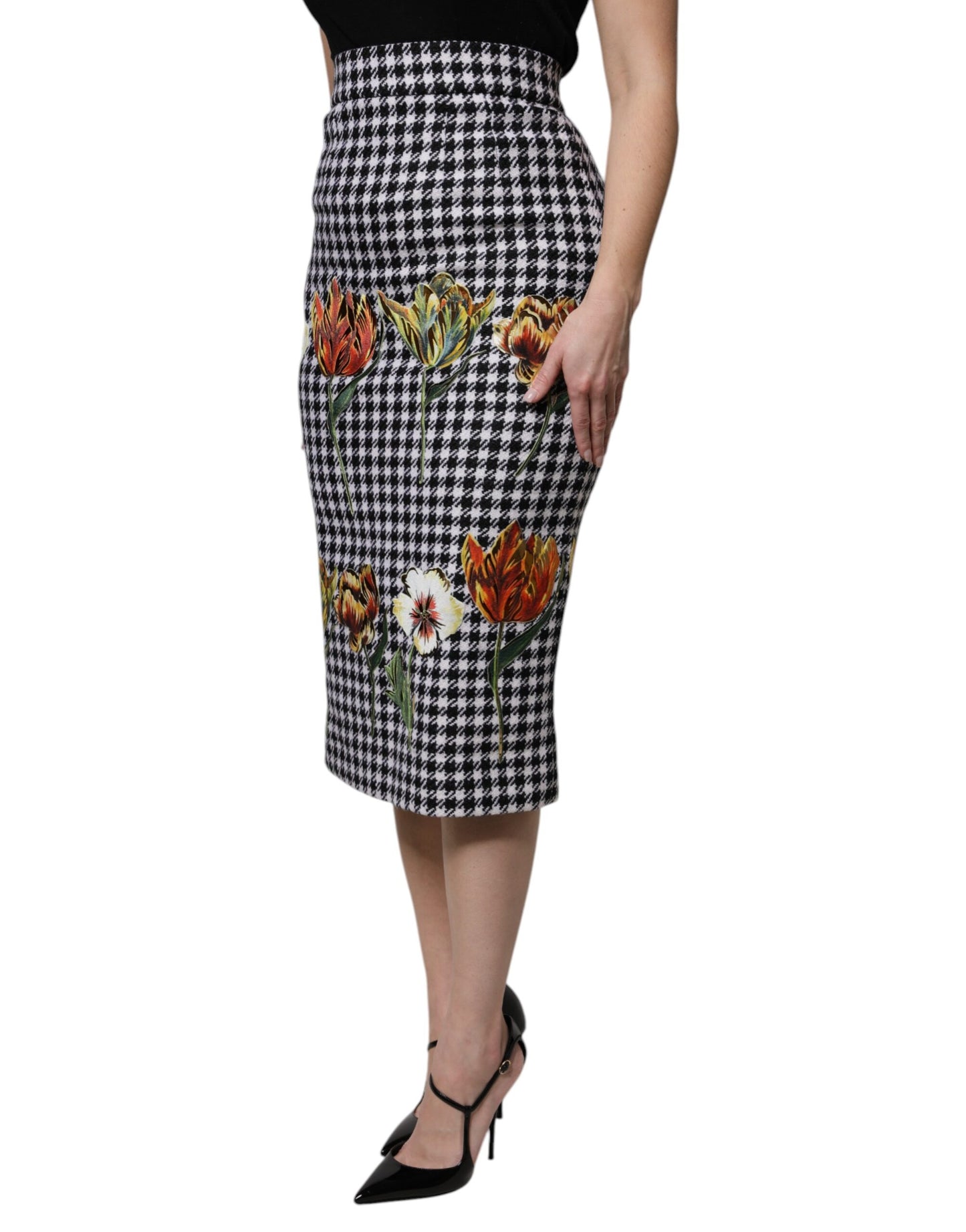 Falda tubo de cintura alta con estampado floral multicolor de Dolce &amp; Gabbana