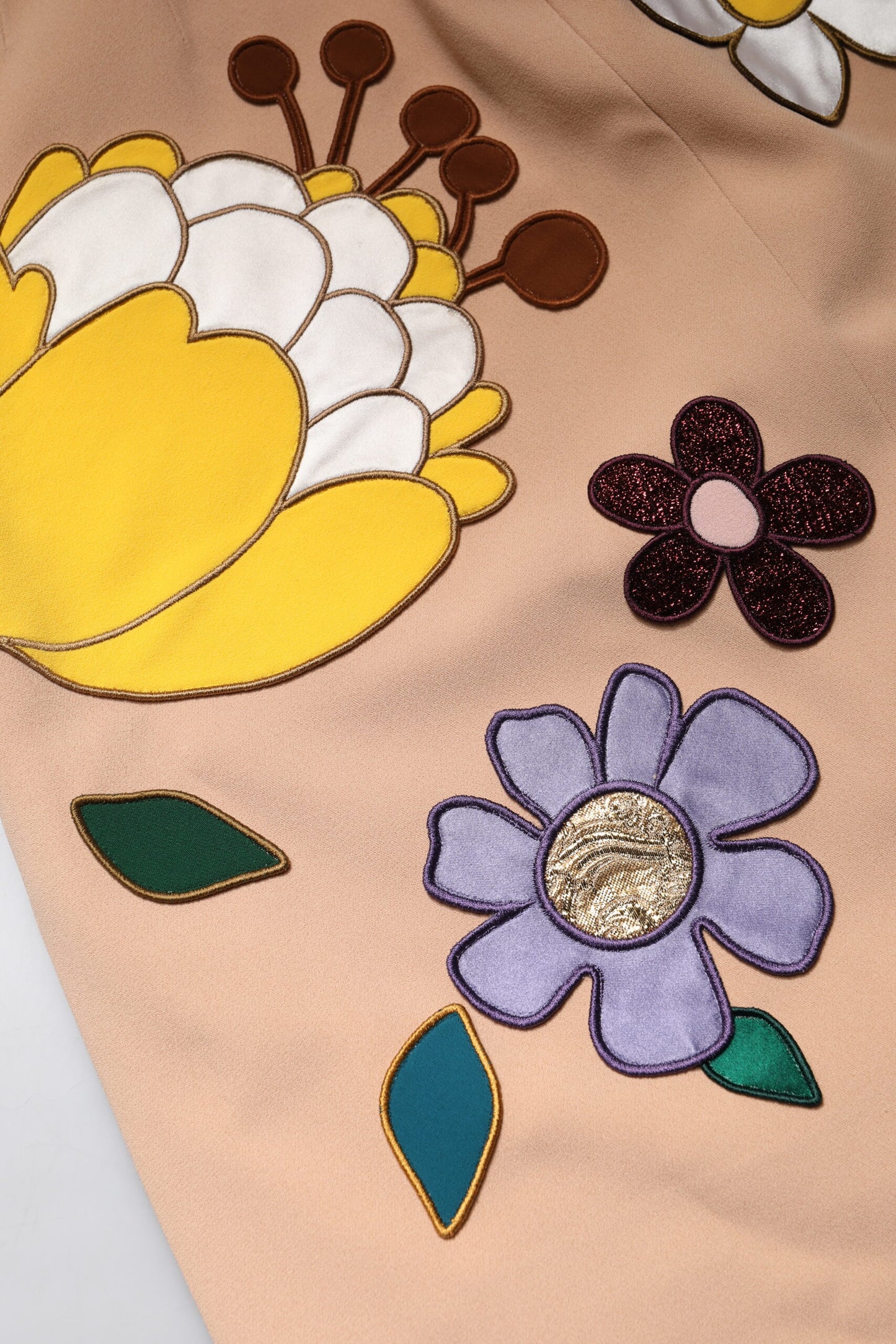 Falda tubo de cintura alta con estampado floral beige de Dolce &amp; Gabbana