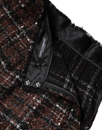 Falda tubo de tweed a cuadros multicolor de Dolce &amp; Gabbana con cintura alta