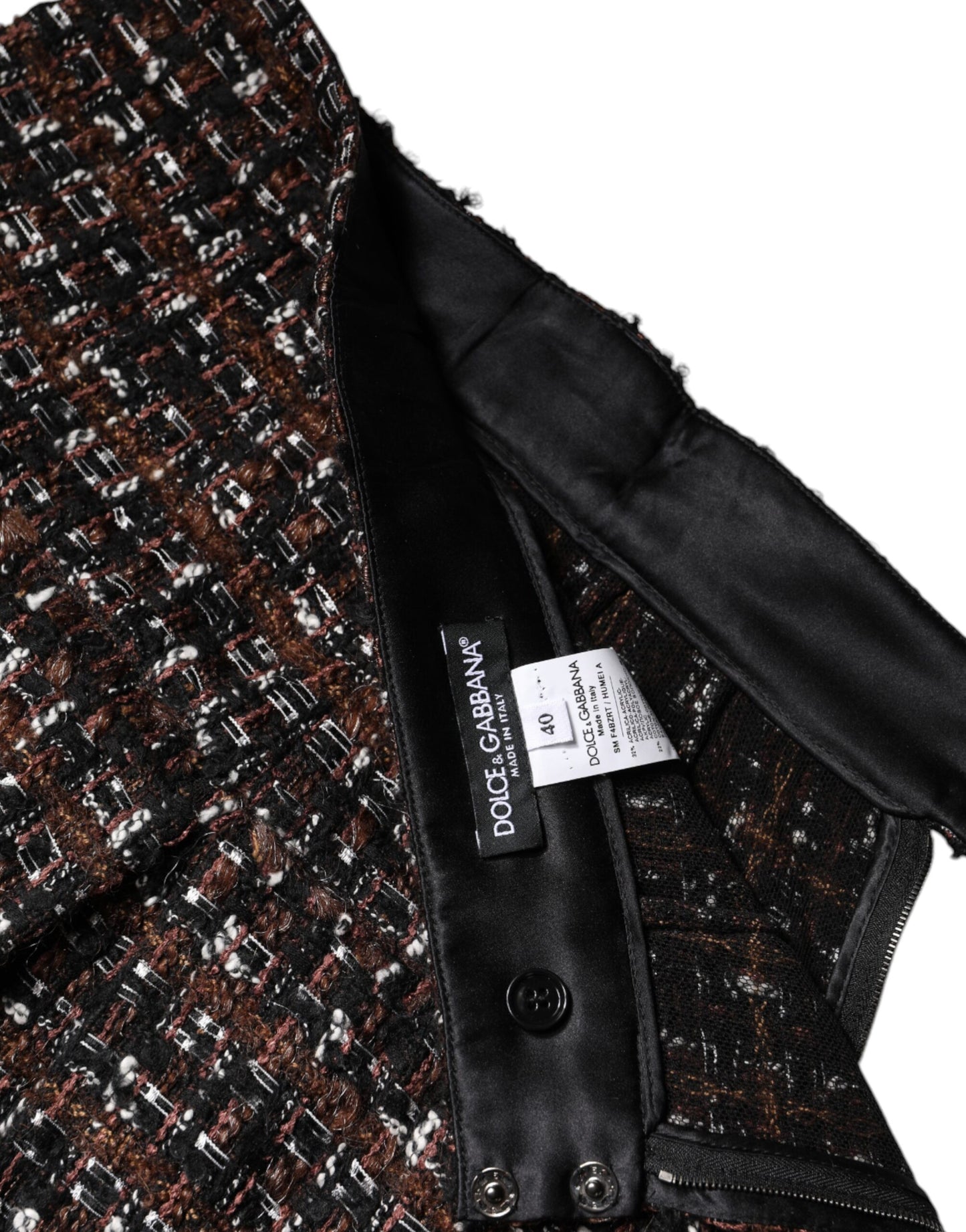 Minifalda de tweed a cuadros multicolor de Dolce &amp; Gabbana con cintura alta