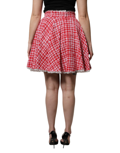 Falda Dolce &amp; Gabbana roja y blanca de talle alto, corte A y por encima de la rodilla