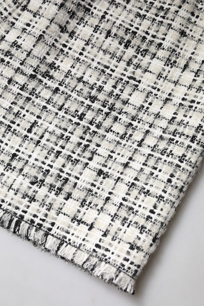 Minifalda de tweed a cuadros con cintura alta en blanco y negro de Dolce &amp; Gabbana