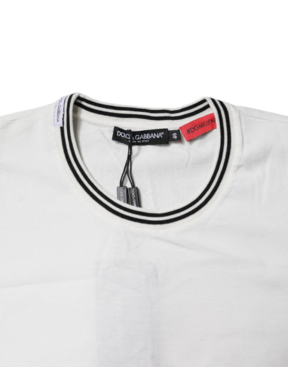 Dolce &amp; Gabbana White #DGMillennials Cotton Crewneck T-shirt