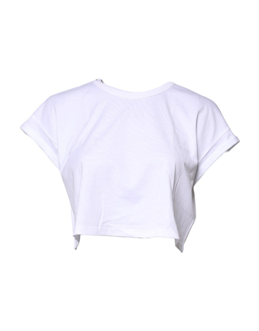 Dolce &amp; Gabbana White Cotton Crew Neck Cropped T-shirt Top