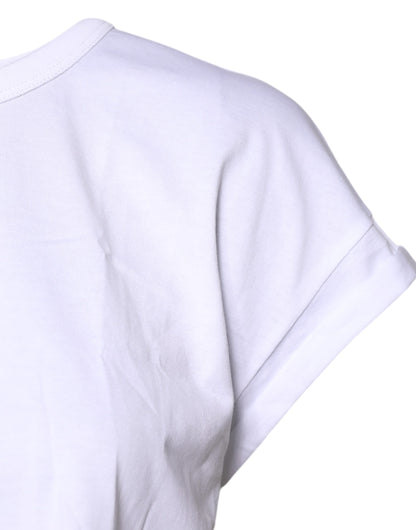 Dolce &amp; Gabbana White Cotton Crew Neck Cropped T-shirt Top