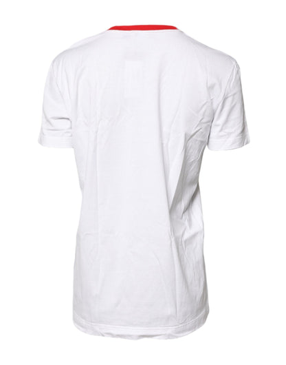 Dolce &amp; Gabbana White Graphic Print Cotton Crew Neck T-shirt