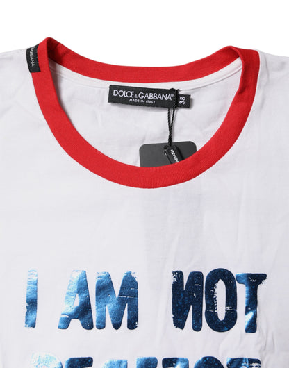 Dolce &amp; Gabbana White Graphic Print Cotton Crew Neck T-shirt