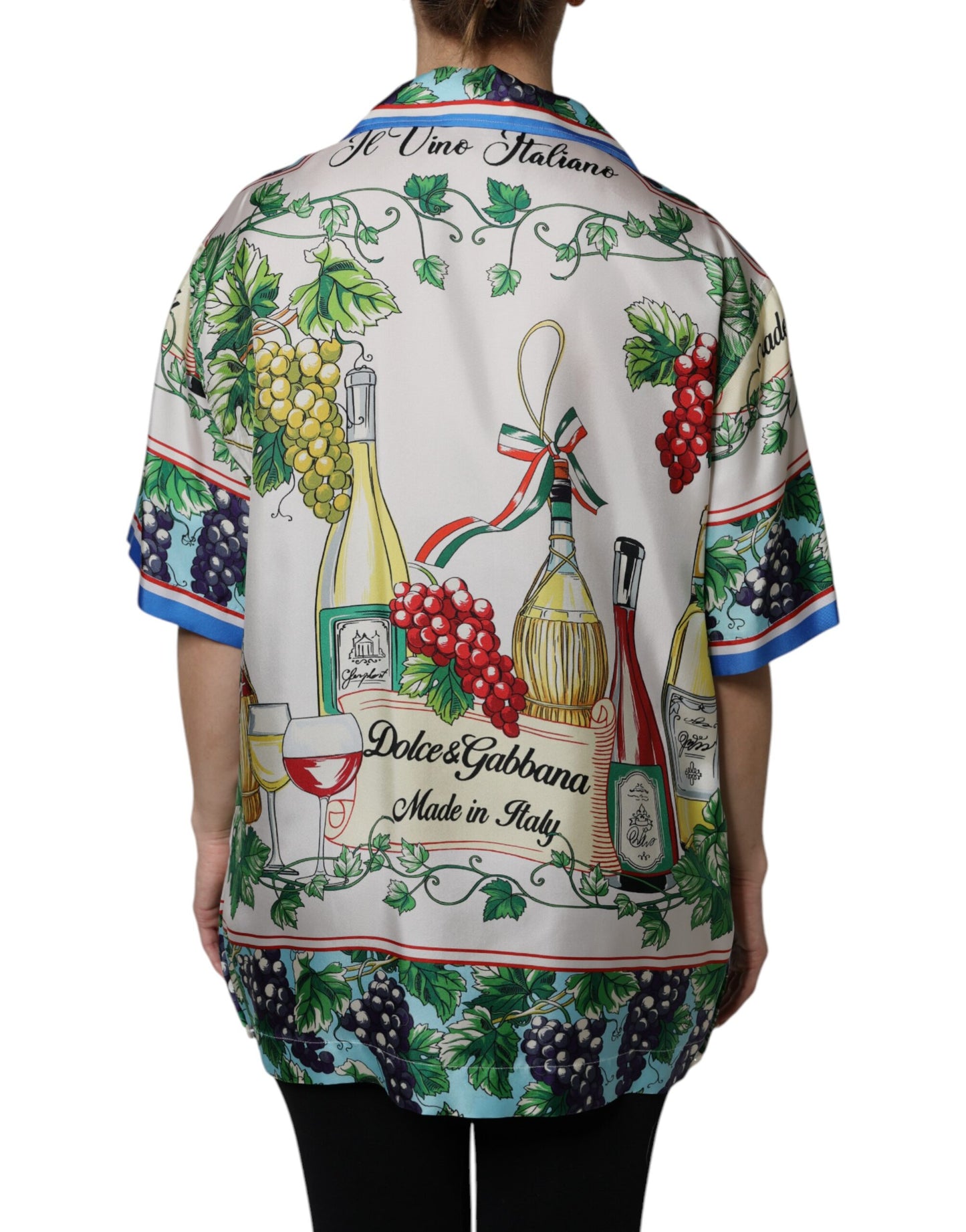 Dolce &amp; Gabbana Multicolor Short Sleeve Silk Food Shirt Top