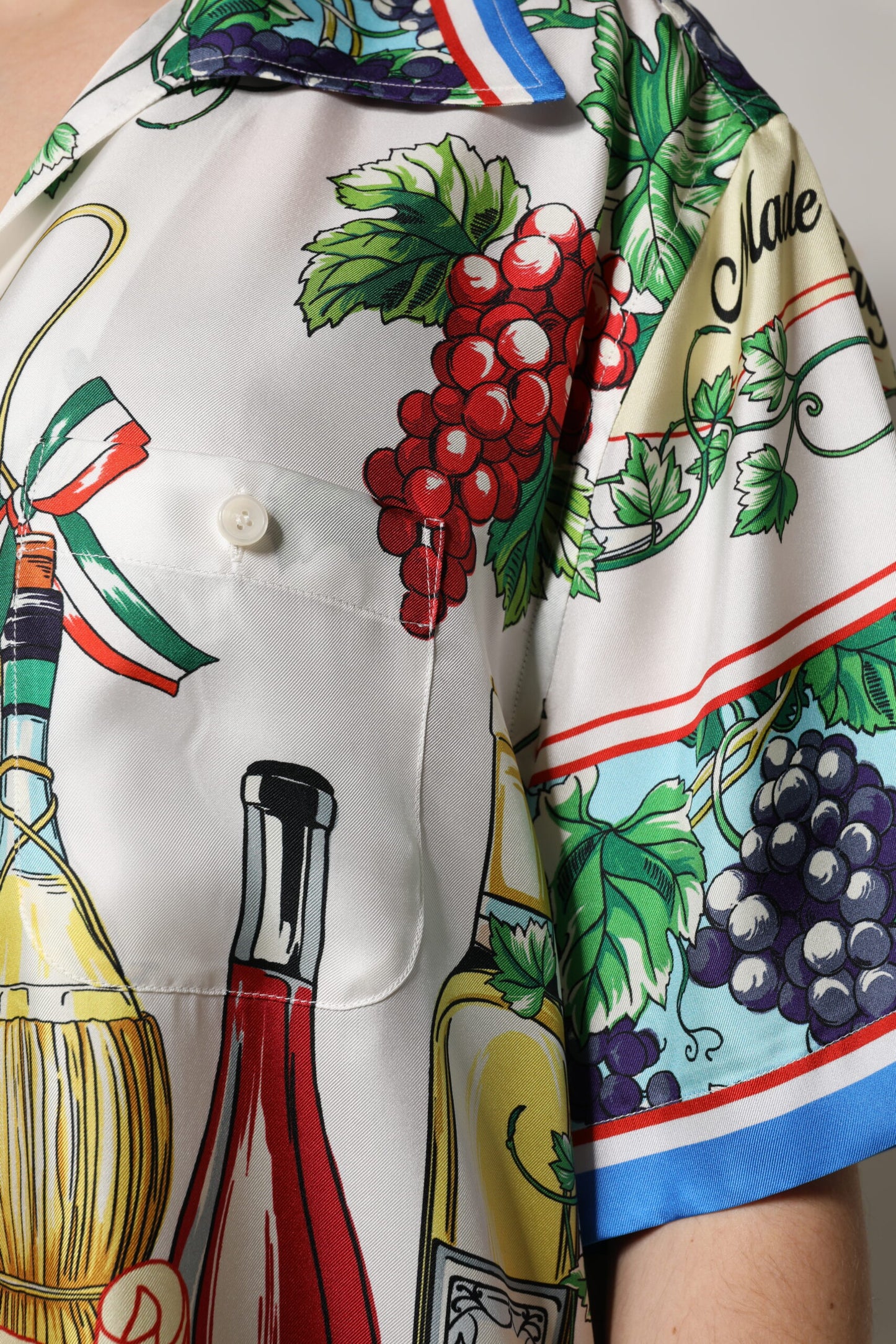 Dolce &amp; Gabbana Multicolor Short Sleeve Silk Food Shirt Top