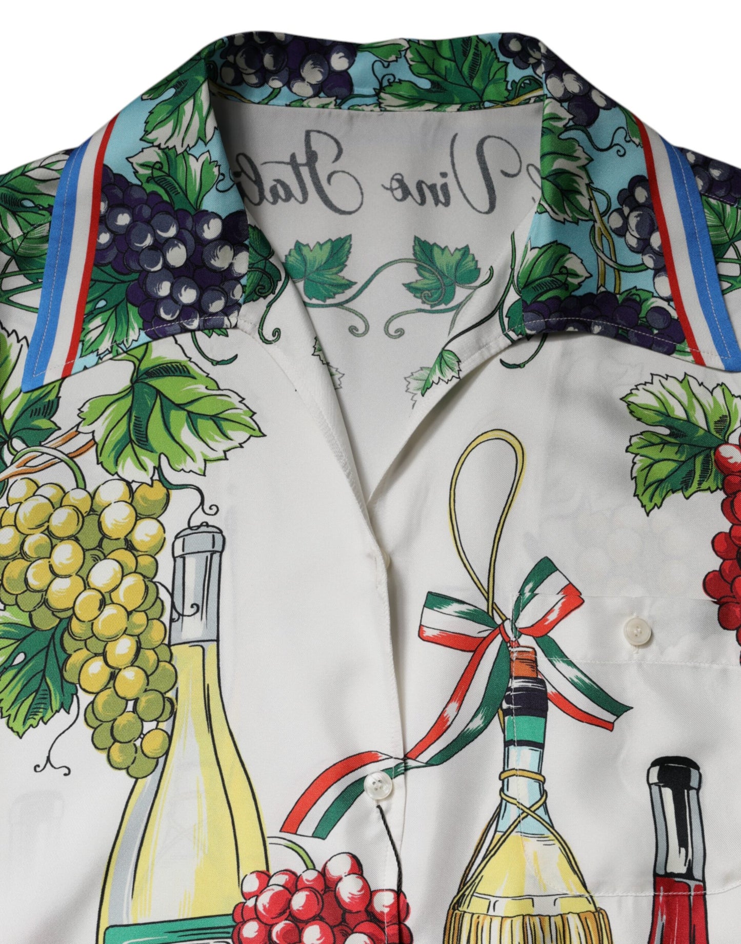 Dolce &amp; Gabbana Multicolor Short Sleeve Silk Food Shirt Top