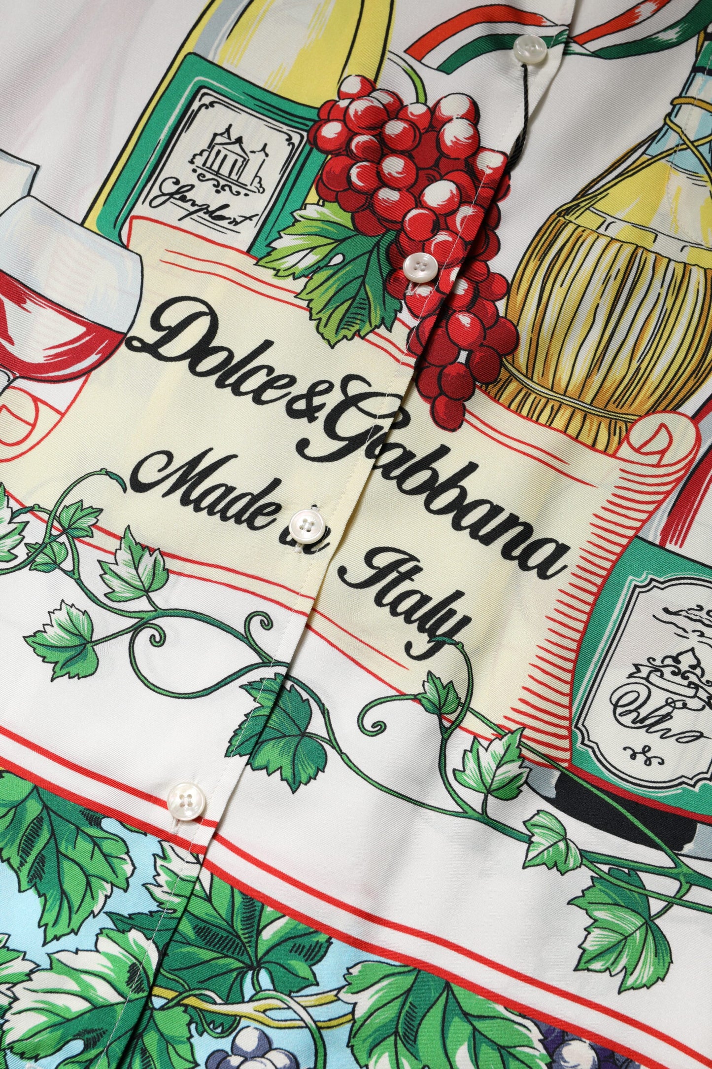 Dolce &amp; Gabbana Multicolor Short Sleeve Silk Food Shirt Top