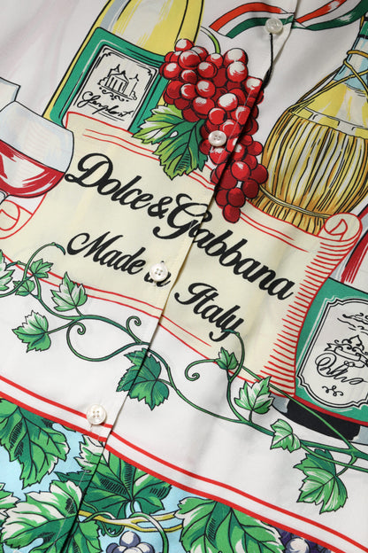 Dolce &amp; Gabbana Multicolor Short Sleeve Silk Food Shirt Top