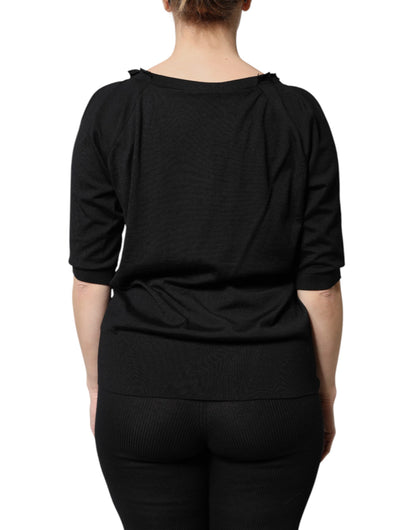 Dolce &amp; Gabbana Black Button Down Short Sleeve Blouse Top