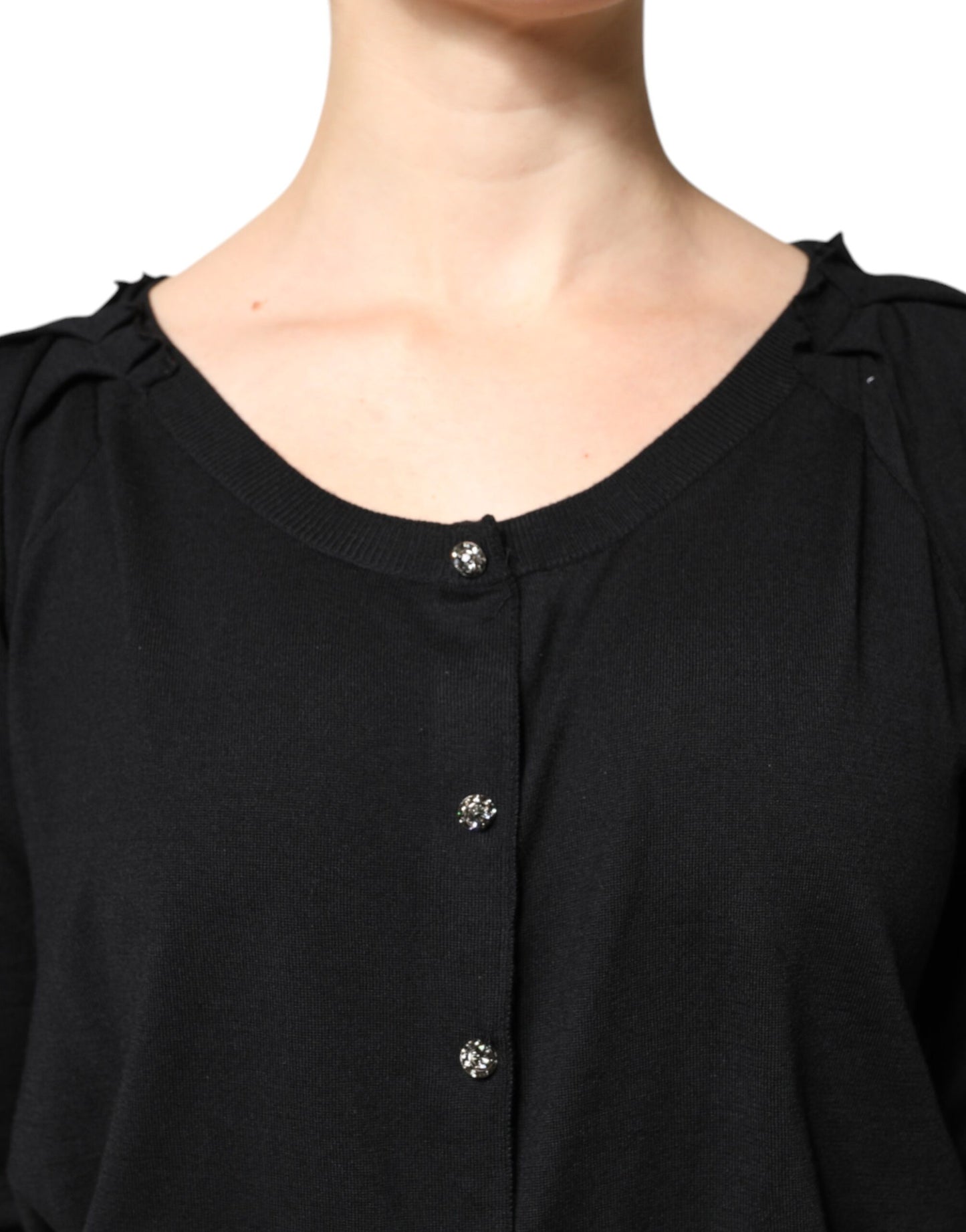 Dolce &amp; Gabbana Black Button Down Short Sleeve Blouse Top