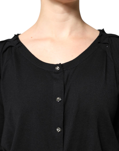 Dolce &amp; Gabbana Black Button Down Short Sleeve Blouse Top