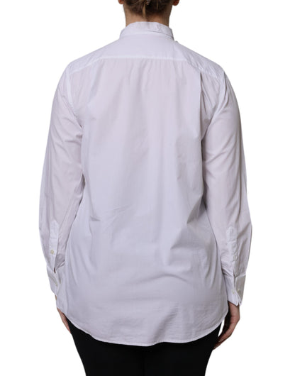 Dolce &amp; Gabbana White Ascot Collar Long Sleeve Blouse Top