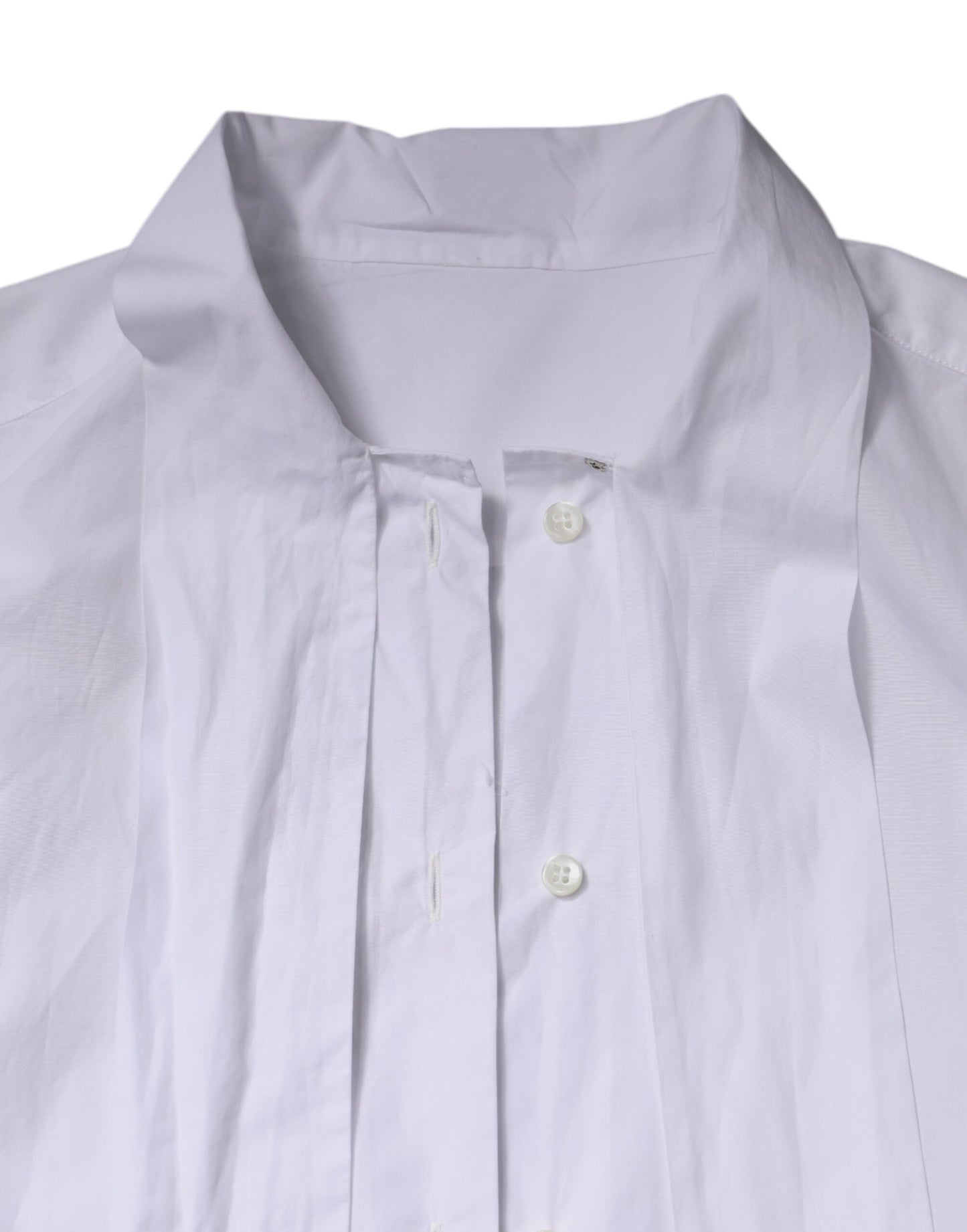Dolce &amp; Gabbana White Ascot Collar Long Sleeve Blouse Top