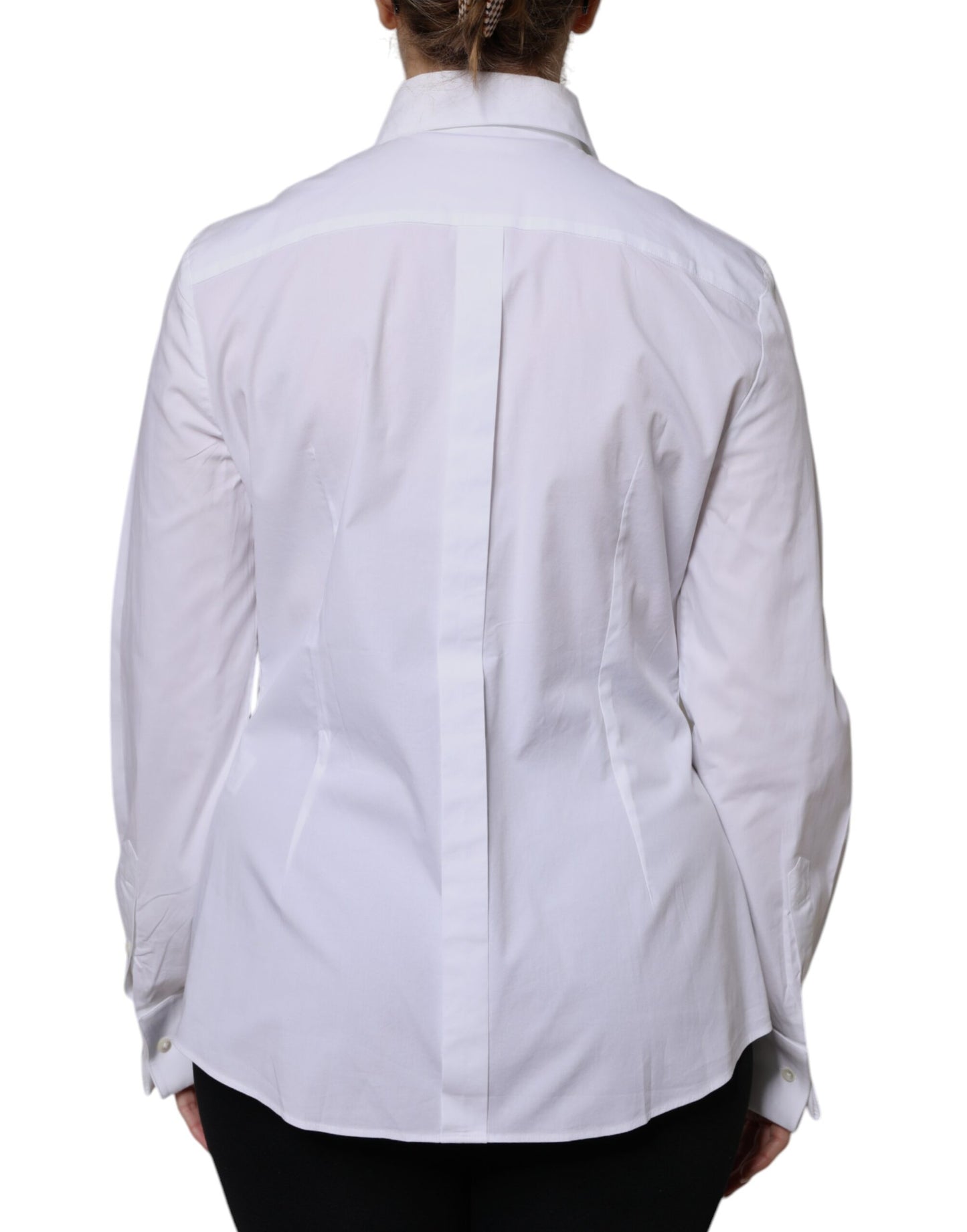 Dolce &amp; Gabbana White Cotton Dress Collared Dress Shirt Top