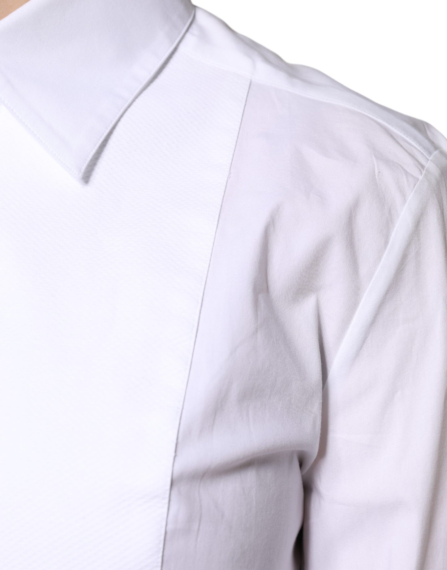 Dolce &amp; Gabbana White Cotton Dress Collared Dress Shirt Top