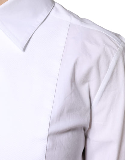 Dolce &amp; Gabbana White Cotton Dress Collared Dress Shirt Top