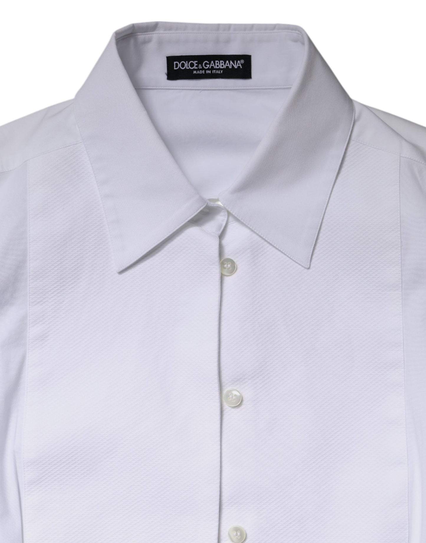 Dolce &amp; Gabbana White Cotton Dress Collared Dress Shirt Top