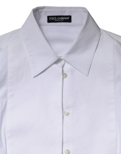 Dolce &amp; Gabbana White Cotton Dress Collared Dress Shirt Top