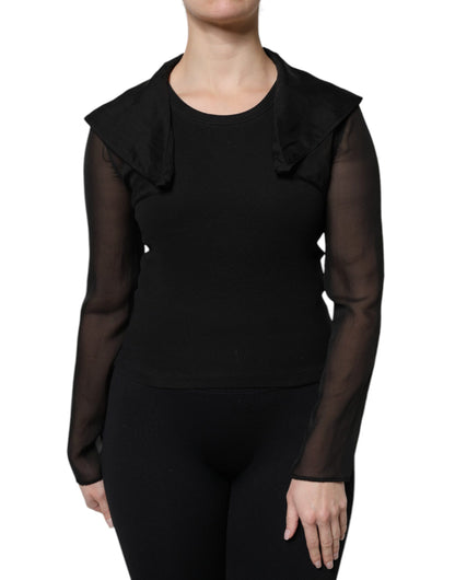 Dolce &amp; Gabbana Black Silk Sheer Long Sleeves Blouse Top