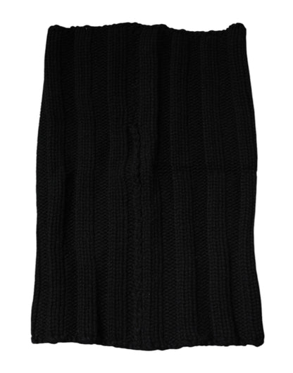 Dolce & Gabbana Black Cashmere Knitted Neck Warmer Foulard Scarf