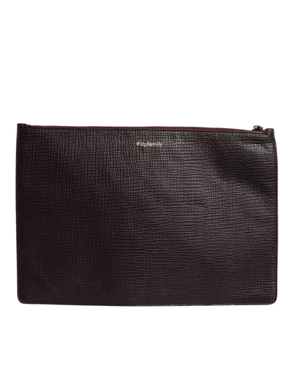 Bolso de mano para hombre de piel marrón adornado #DGFAMILY de Dolce &amp; Gabbana