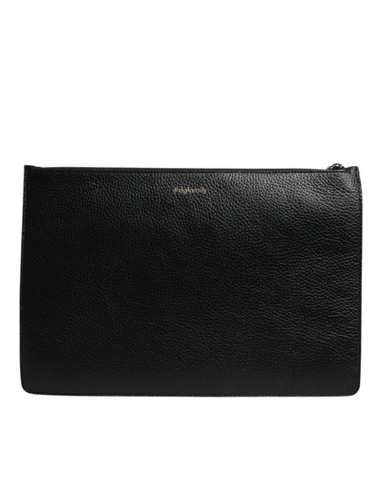 Bolso de mano con cremallera y adornos de cuero negro #DGFAMILY de Dolce &amp; Gabbana para hombre