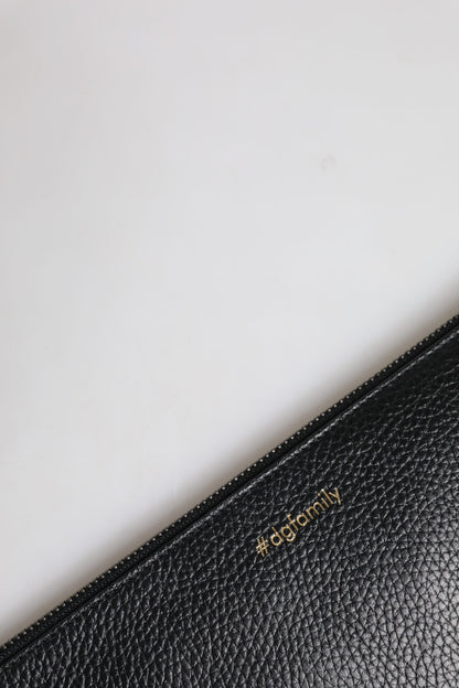 Bolso de mano con cremallera y adornos de cuero negro #DGFAMILY de Dolce &amp; Gabbana para hombre