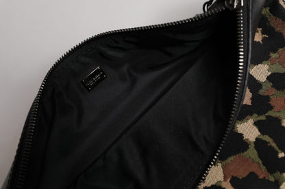 Bolso Dolce &amp; Gabbana con placa del logotipo y estampado de leopardo en jacquard multicolor