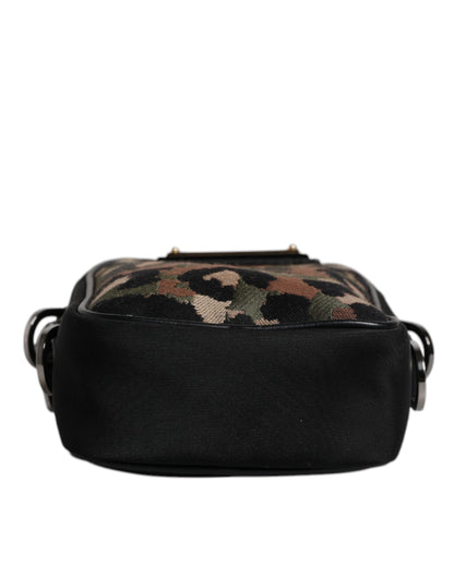 Bolso Dolce &amp; Gabbana con correa para el cuello y placa con el logotipo en jacquard de leopardo multicolor