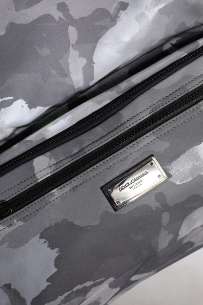 Bolso tote de algodón con múltiples compartimentos y estampado de camuflaje gris de Dolce &amp; Gabbana