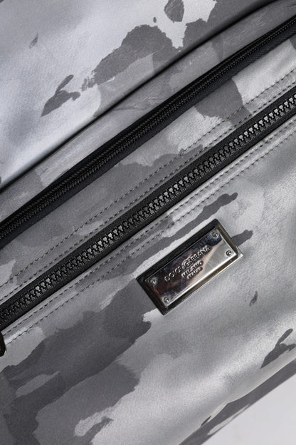 Bolso tote de algodón con múltiples compartimentos y estampado de camuflaje gris de Dolce &amp; Gabbana